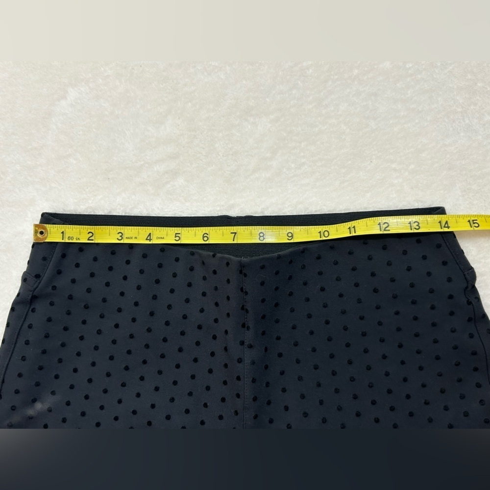 Soft Surroundings Black Pants with Black Velvet Polka Dots, Straight Leg - Picture 6 of 10